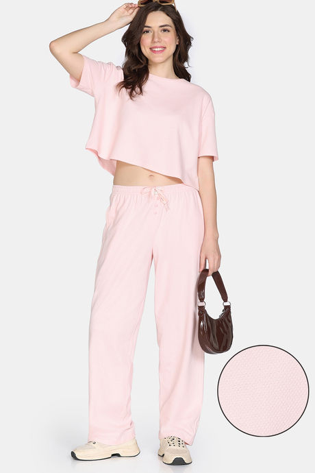 Zivame 2 Mile Fashion Knit Cotton Loungewear Set - Pink Dogwood — image 2